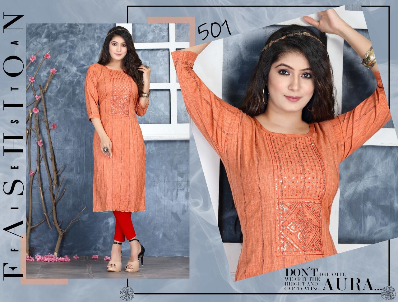 Jazzy 501 Designer Heavy Ethnic Wear Rayon Straight Kurti Collection